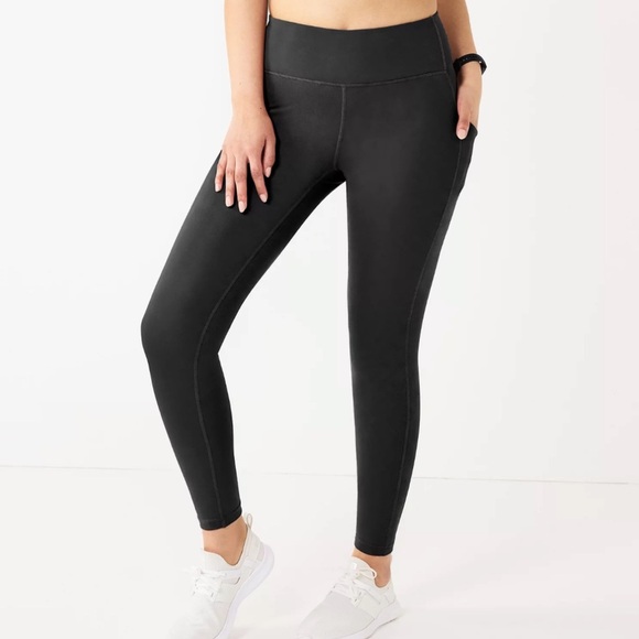 Tek Gear Women's Black High-Waisted Leggings with Pockets-24" - Picture 1 of 4